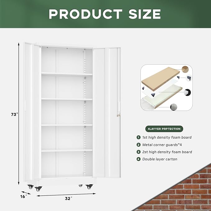 Greenvelly 73" Metal Storage Cabinet - Image 3