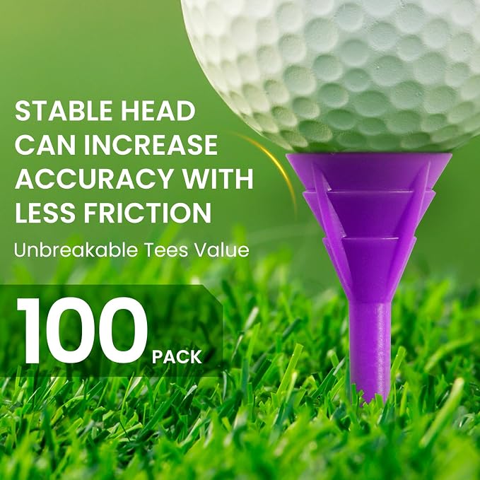 FINGER TEN Unbreakable Golf Tees Plastic 3 1/4 inch Value 50/100 Pack, Low - Image 2