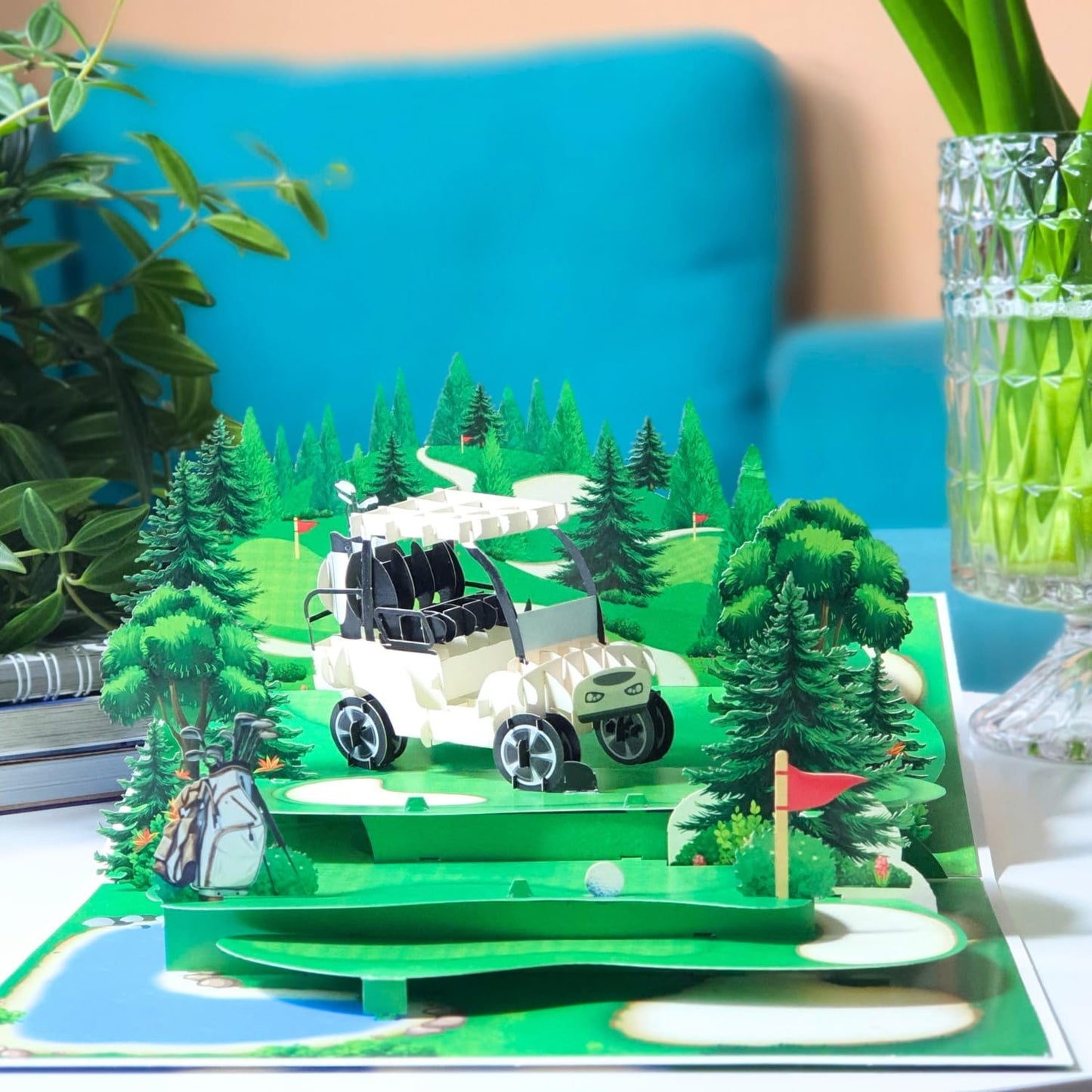 HEARTAGS- Pop Up Birthday Card for Men, Golf Birthday Card For Dad, Husband, Brother, Son, Grandpa, 3D Golf Popup Greeting Cards, Size 6x8 inches Includes Message Note and Envelop