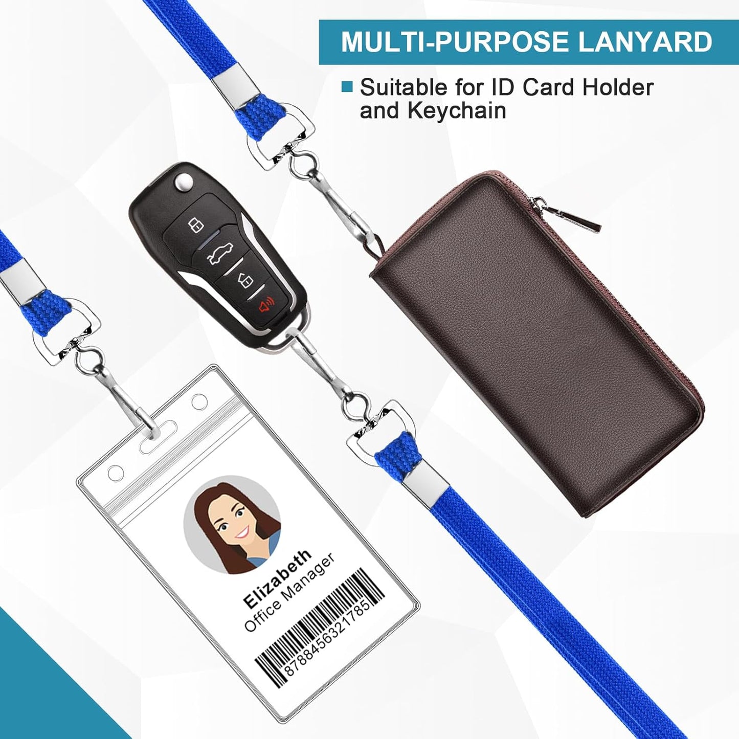 100 Pcs Color Lanyards Flat Lanyards for ID Badges Assorted Colors Badge Lanyards with Swivel J Hook Clip for Office Worker, Student, Teacher