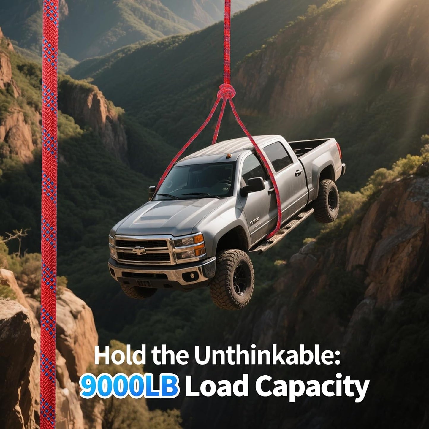 100Ft 1/2 Inch Heavy Duty Climbing Rope - for Tree Swing, Pulling, Outdoor & Gym Use (Red)