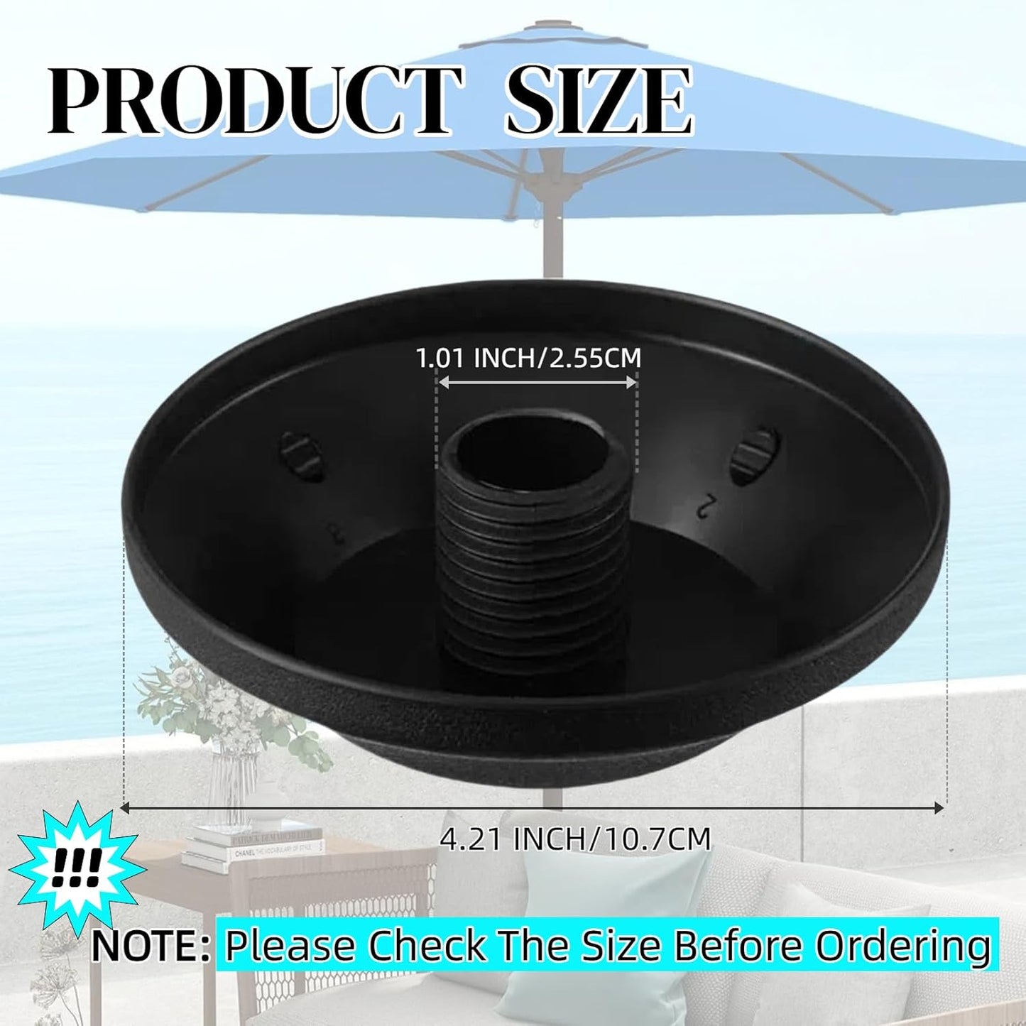 2 PCS Patio Umbrella Tip Caps Replacement Part Patio Umbrella Top Screw Cap - Durable Replacement Umbrella Caps with Screw-On Design (Black)