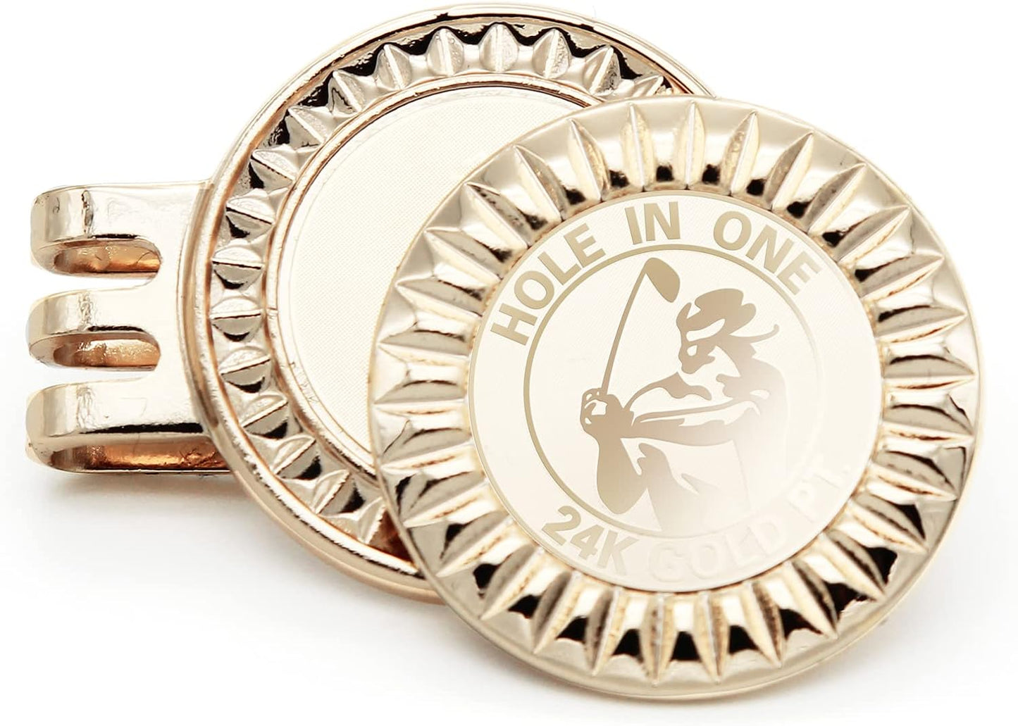 24K Gold Plated Golf Ball Marker with Magnetic Hat Clip - Luxury Golf Gifts for Men, Unique Golf Accessories for Dad, Boss, Husband, Unique Golf Gifts for Men Who Have Everything [ Sunburst ]