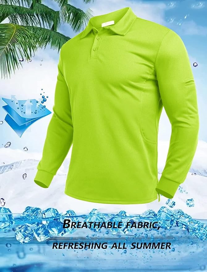 Deyeek Men's Polo Shirts Long Sleeve Golf Polo Shirts - Image 2