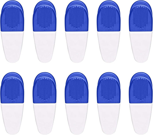 10 Magnetic Memo Holders Set - Large Clip, Plastic - White Blue