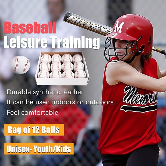 GKK Baseball 12 Pack Balls Training Baseballs 9 inch TeeBall Safety Baseballs - Image 4