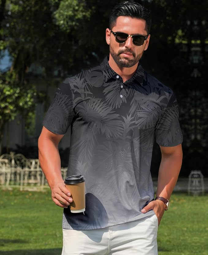 zeetoo Men's Polo Shirts Hawaiian Golf Polos Shirts Short Sleeve Performance - Image 4
