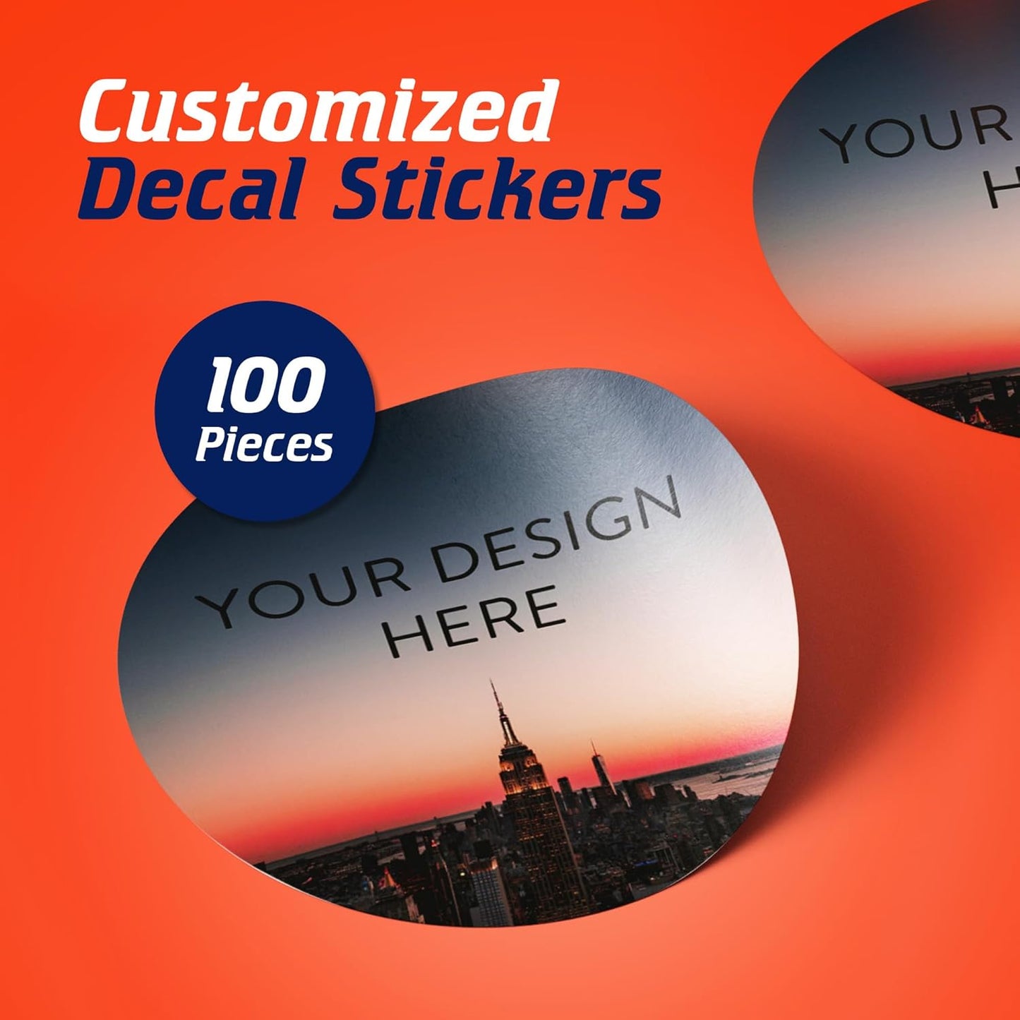 100 Custom Vinyl Stickers - Upload Your own Image, Text, Design, Logo - Personalized Logo Labels for Handmade, Packaging, Bottle, Jars, Candle, Brand Stickers (City, 2x2)