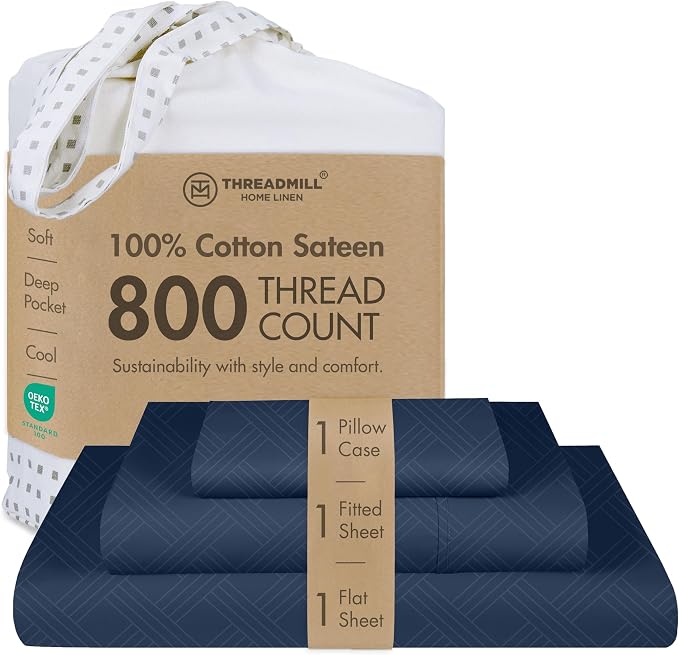 Threadmill Twin Sheets for Twin Mattress | 800 Thread Count Jacquard Folkstone by ThreadmillHomeLinen