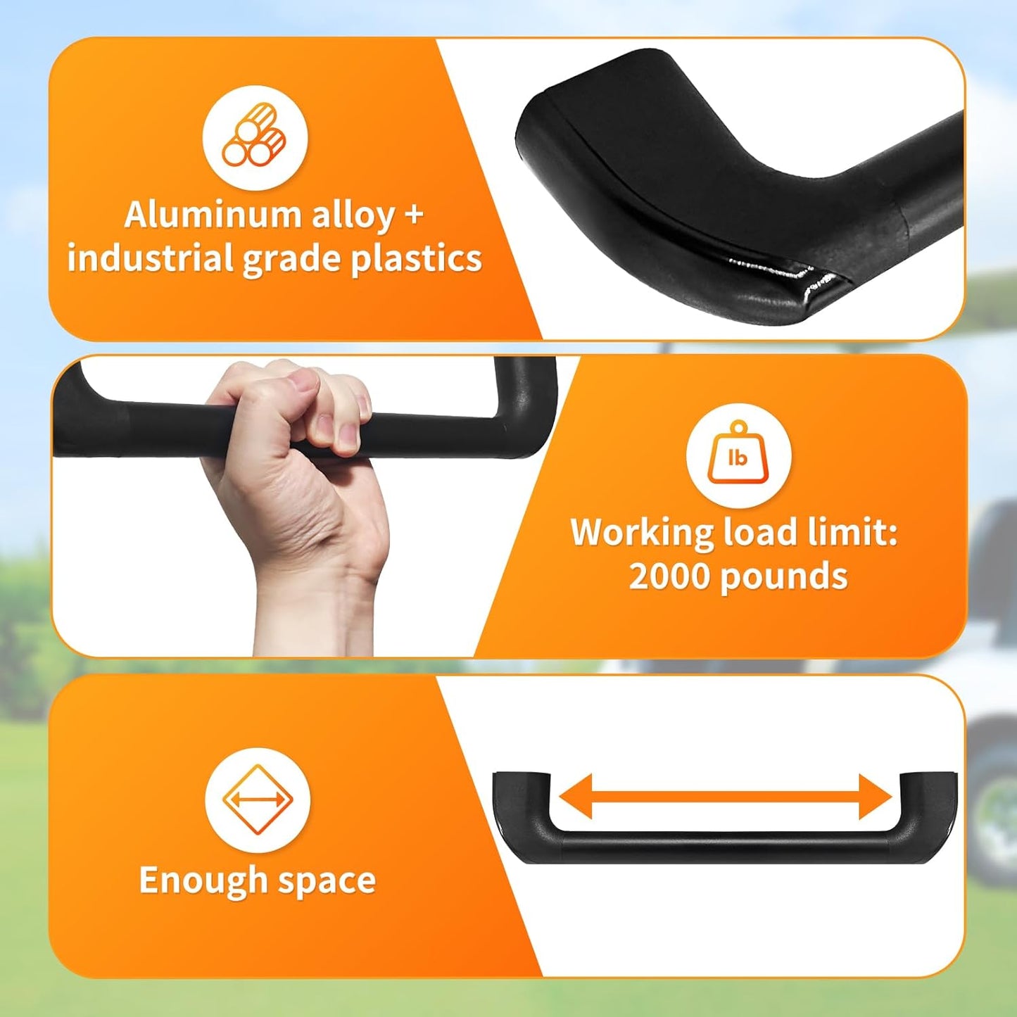 2 Pack Universal Golf Cart Grab Handle Compatible with Club Car, EZGO, Yamaha, XSeries with Versa Triple Track Tops Only