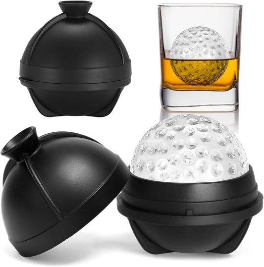 2 Pack Golf Ball Ice Cube Molds - 2.5 Inch Large Silicone 3D Ice Cube Molds for Cocktails, Bourbon, Brandy, Whiskey