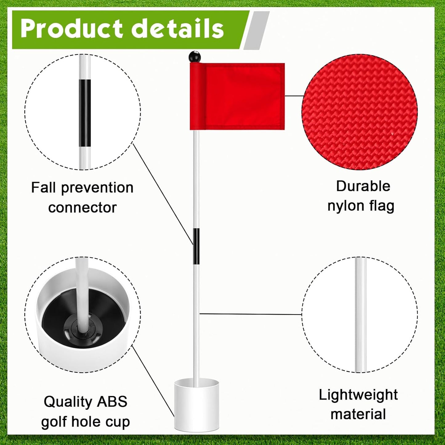Hungdao 3 Piece Golf Flagstick Mini Putting Green Flag for Yard Golf Pin Hole Cup and Flag Set Portable Practice Putting Green Flagsticks for Driving Range Backyard(Assorted)