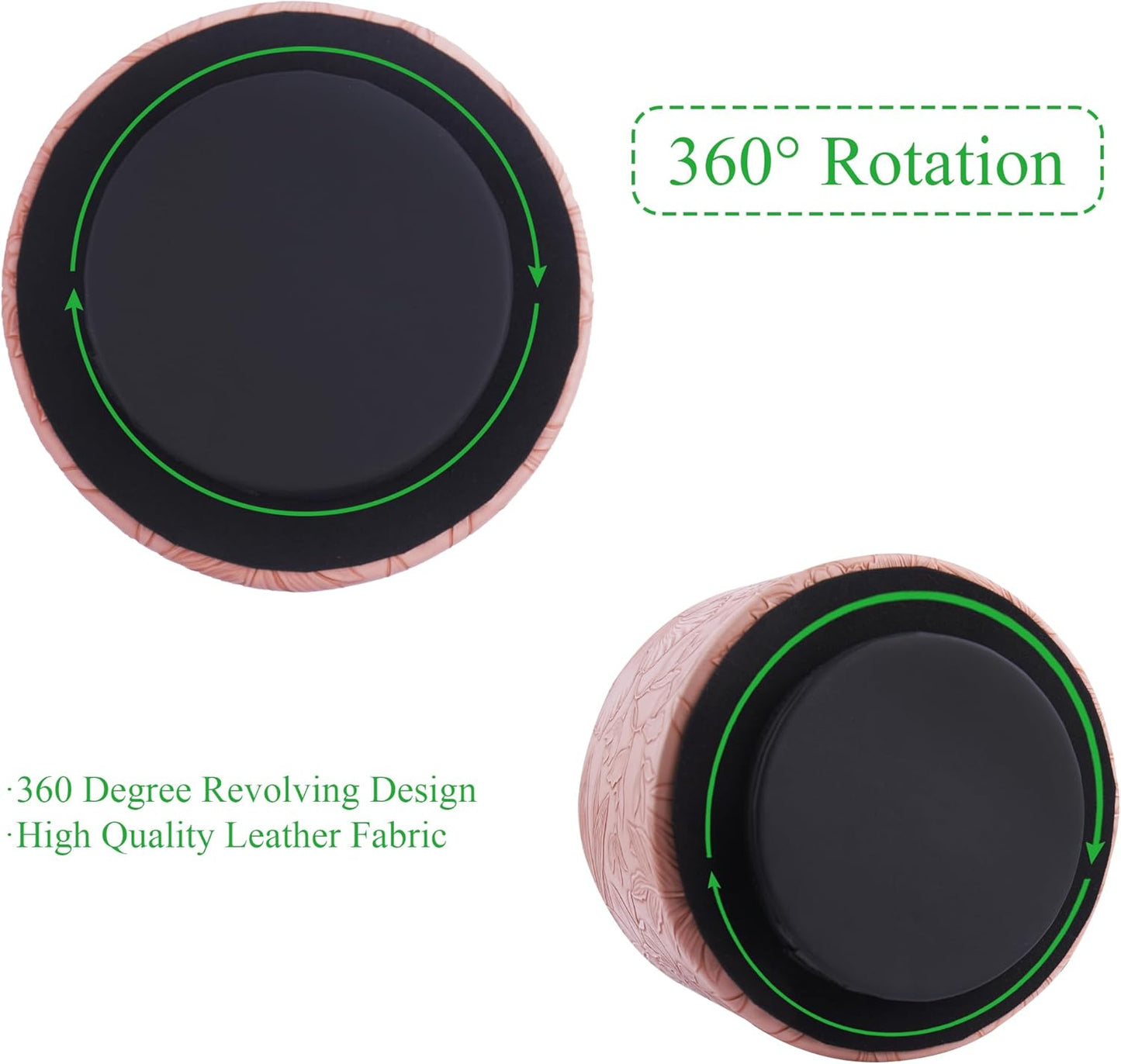 Hennaja Round Leather Art Supply Organizer,Remote Control Holder,360 Degree Spinning,Multi-Functional Pencil Holder,4 Compartments Desktop Stationary Organizer(1-Carved Pink)