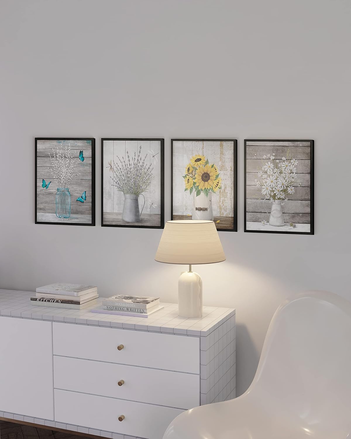 HAUS AND HUES Floral Botanical Prints - Set of 4 Flower Posters, Flower Pictures Wall Decor, Floral Prints (Unframed 8x10)