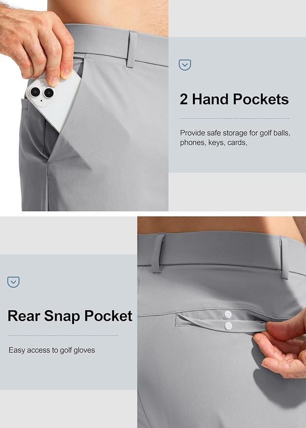 Pudolla Men's Golf Pants Stretch Work Dress Comfy Pants 30"/32"/34" Lightweight - Image 4