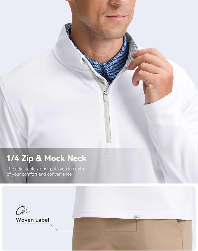 Obla Golf Quarter Zip Pullover Men Fleece Mock Neck Sweatshirt Winter Warm 1/4 - Image 4