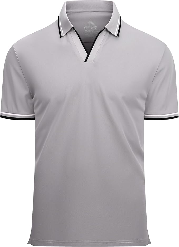 Esabel.C Jacquard Golf Shirts for Men Moisture Wicking Short Sleeve Performance by EsabelC