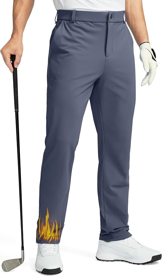 Soothfeel Men's Fleece Lined Pants 30"/32"/34" Golf Work Dress Pants Casual by SoothfeelOnline