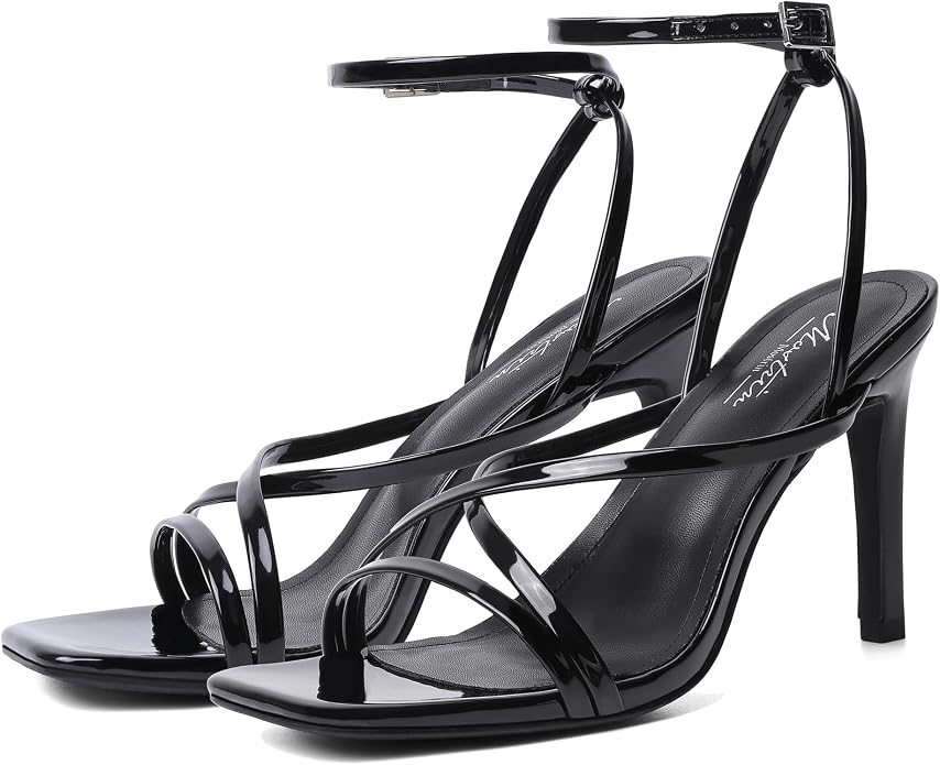 Mostrin Strappy Heels for Women Square Open Toe Lace Up Heeled Sandals Ankle - Image 9