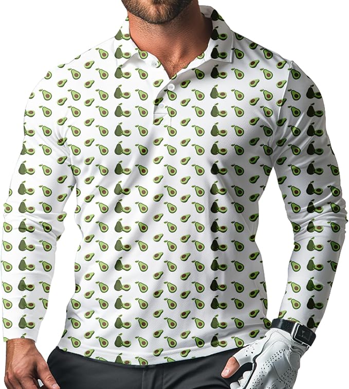 Men's Long Sleeve Golf Shirt Quick Dry 3 Button Work Fishing Outdoor Casual by SQPO