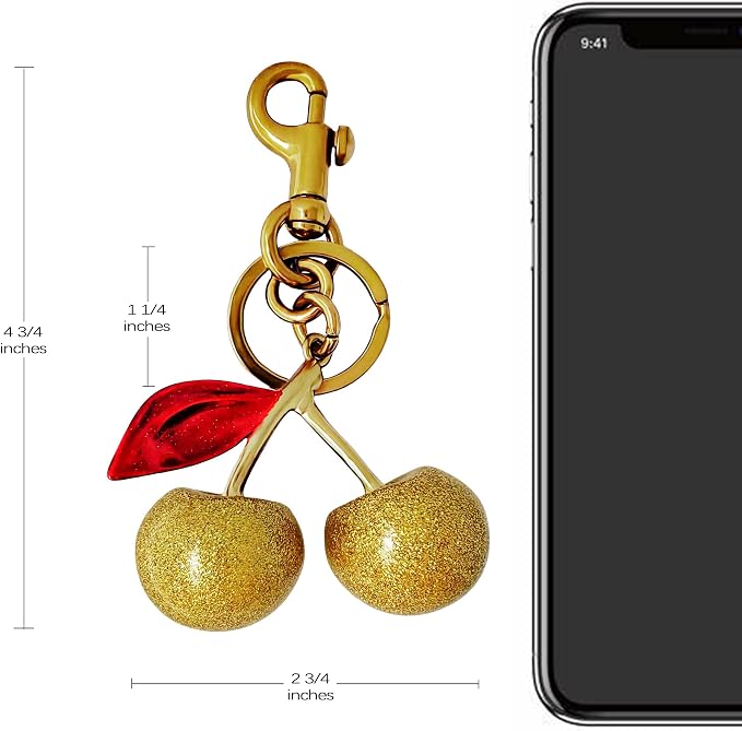 Cherry Bag Charm Purse Handbag Charm Cherry Car Accessories KeyChain Gift - Image 2