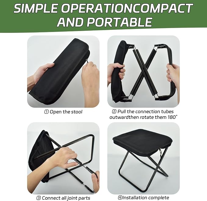 Collapsible Stool 2 Pack, Portable Chair, Lightweight Portable Stool - Image 4