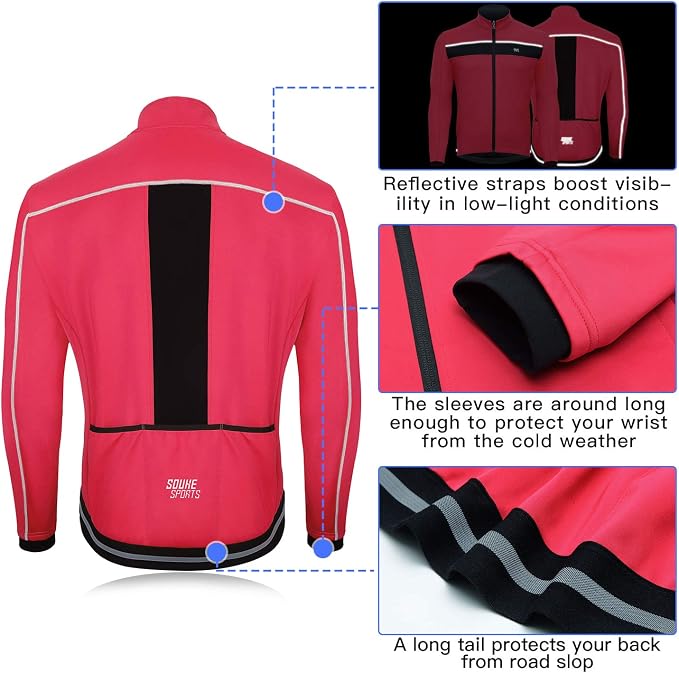 Souke Sports Men's Winter Cycling Jacket, Windproof Water Resistant Thermal - Image 4