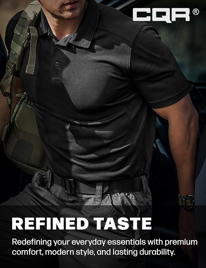 CQR Men's Polo Shirts, Tactical Short Sleeve Golf Performance Shirts, - Image 5