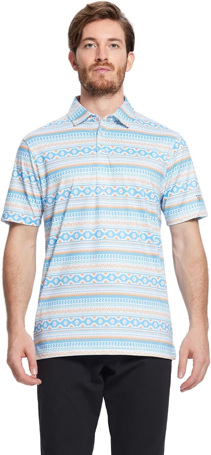 Golf Shirts for Men Dry Fit Short Sleeve Print Performance Moisture Wicking - Image 2