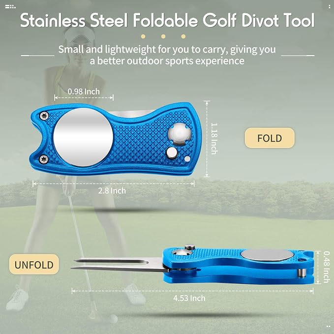 Skylety 4 Pcs Golf Divot Repair Tool Metal Foldable Golf Divot Tool - Image 2