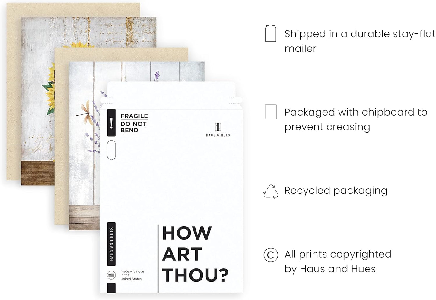 HAUS AND HUES Floral Botanical Prints - Set of 4 Flower Posters, Flower Pictures Wall Decor, Floral Prints (Unframed 8x10)