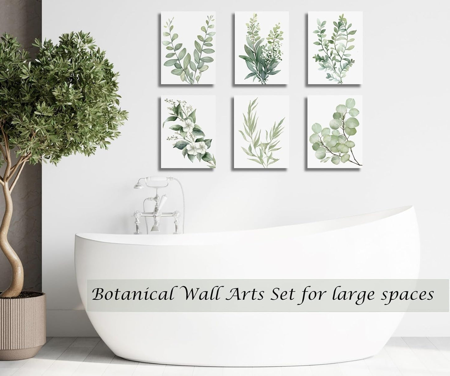 Induslyfe Framed Eucalyptus Sage Green Botanical Plant Wall Art Canvas Decor Set of 6, Nature Wall Art Prints Posters Art, Eucalyptus decor Flower wall art for bathroom bedroom living room 9x12