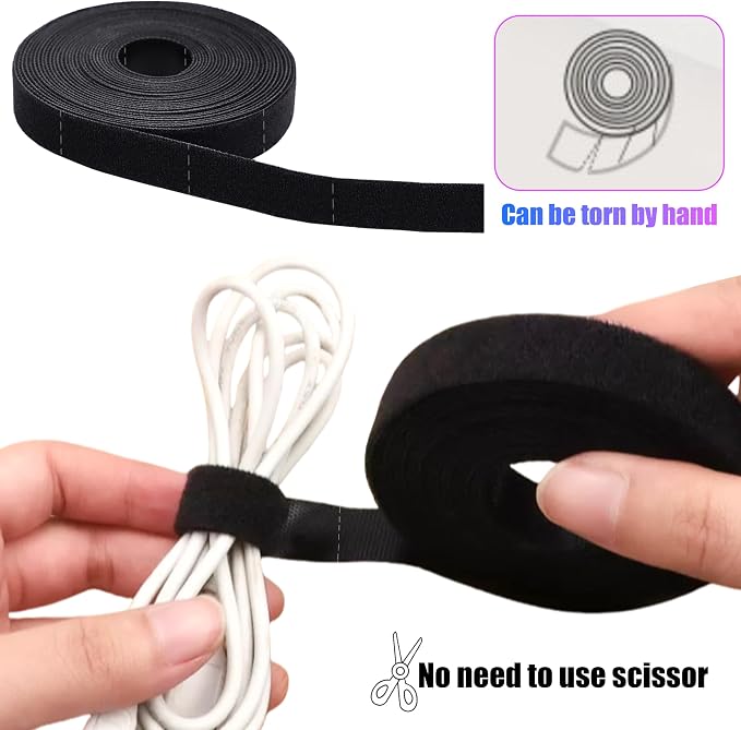 40+1 Hook and Loop Cable Ties, Sticky-Back Cord Organizer, Cable Clip, Self - Image 4