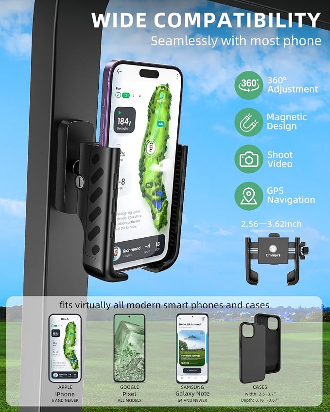 Golf Cart Phone Holder, 360° Adjustable Universal Golf Magnetic Phone Mount - Image 7
