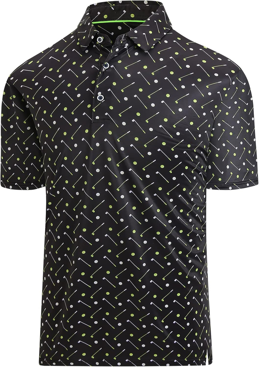 Hodaweisolp Golf Shirts for Men Dry Fit Print Moisture Wicking Performance Short Sleeve Polo Shirt