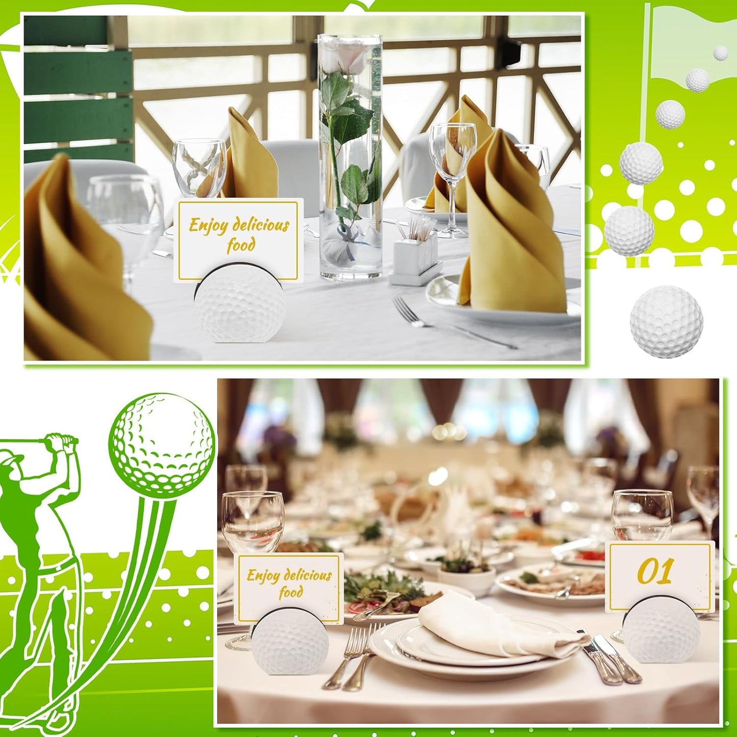24 Pcs Golf Base Centerpieces Place Card Holder Pictures Table Number Holder Photo Memo Clip Stand for Golf Masters Themed Party Favors Decorations Office Menu Decor