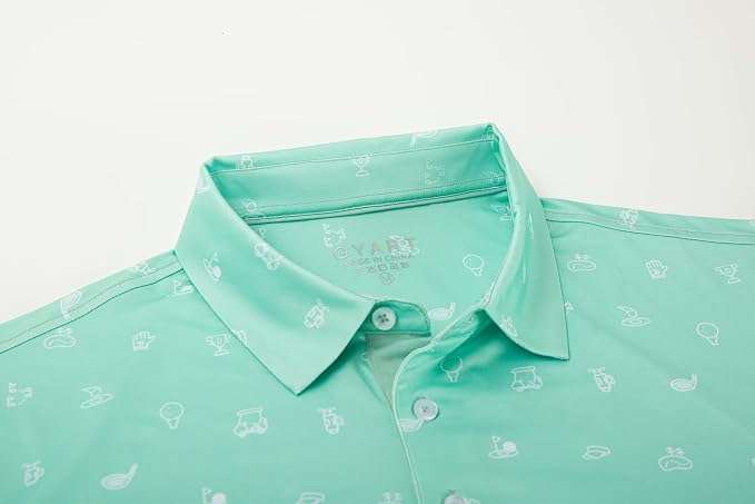 Mens Golf Shirts Quick Dry Moisture Wicking Casual Short Sleeve Performance - Image 2