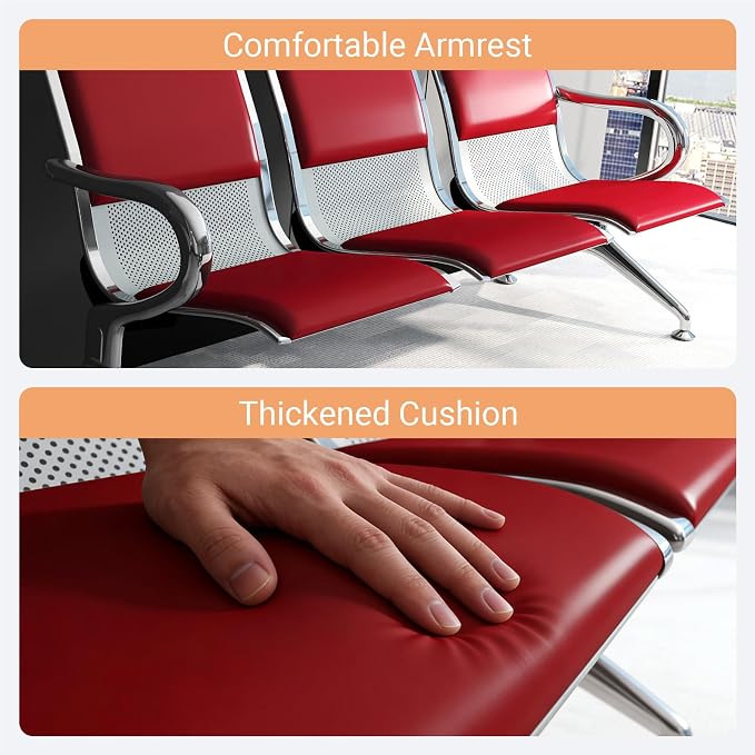 Kinfant Red 9-Seat Waiting Room Chairs - Image 8