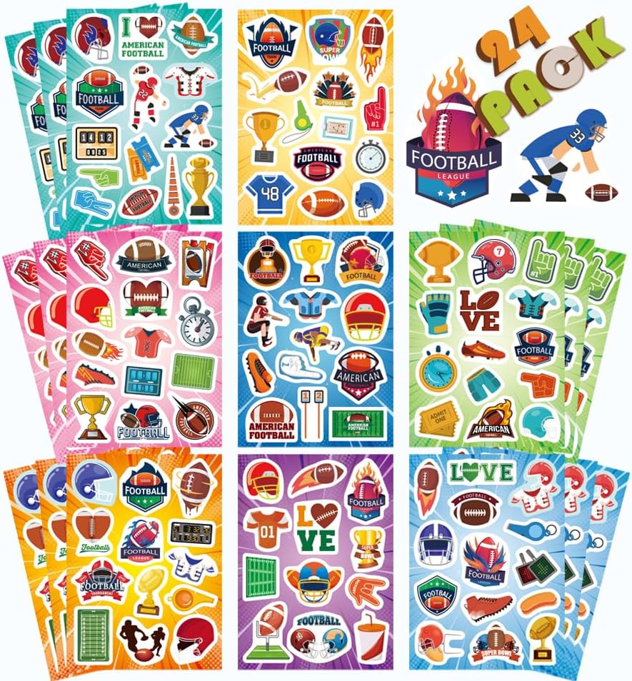 216PCS American Football Stickers, Rugby Theme Stickers Non-Repeating, Rugby Team Fans, Football Bowl Sports Football Party Favors Decorations