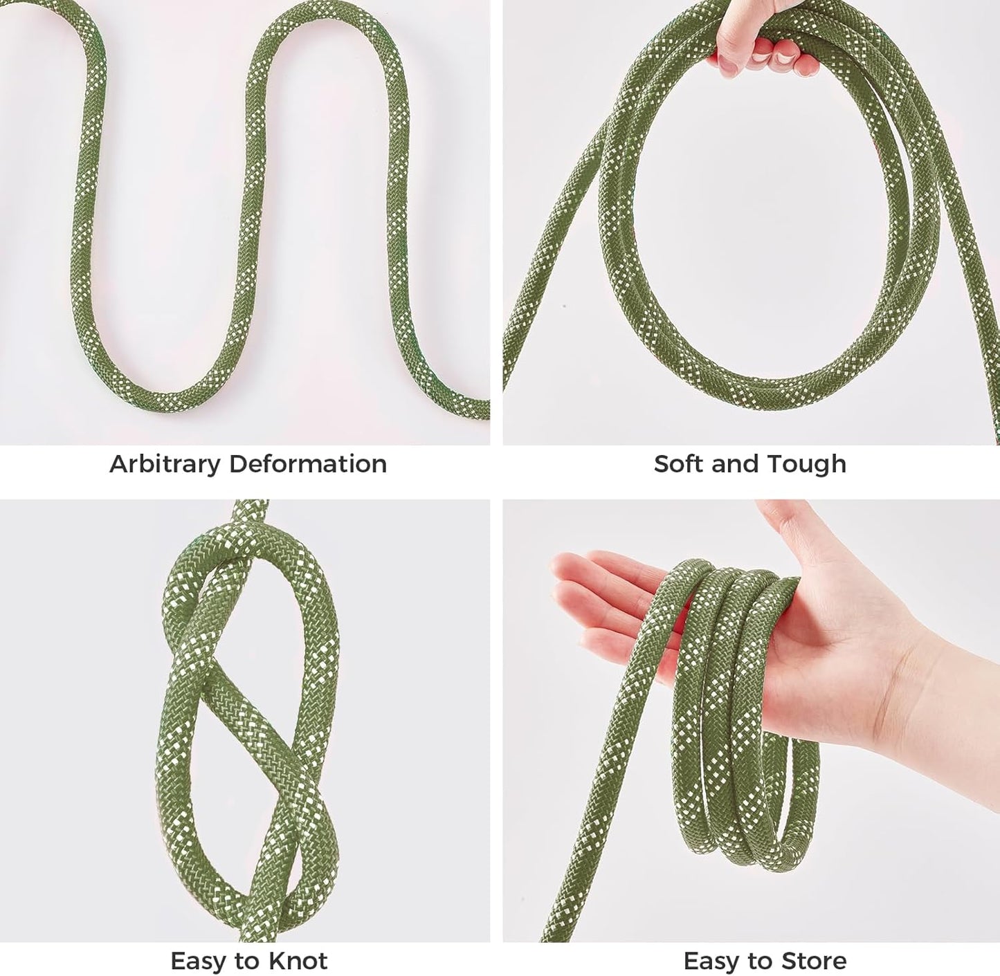 1/2 Inch 200ft Double Braided Polyester Arborist Rope, Heavy Duty Nylon Rope for Anchor, Tree Work, Cargo, Pulling, Sailing(ArmyGreen)