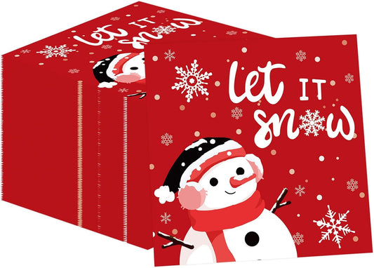 50PCS Christmas Snowman Paper Napkins - Let it Snow Luncheon Napkins Winter Disposable Dessert Dinner Hand Napkins for Christmas Winter Birthday Party Supplies