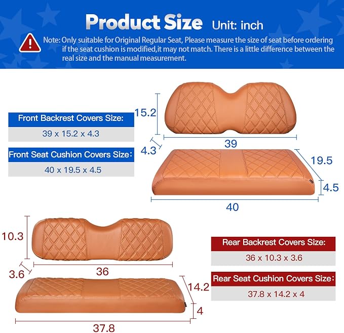 NOKINS Golf Cart Seat Covers for Club Car Precedent, Vinyl Front&Rear Seat Cover - Image 4