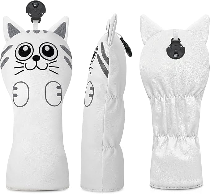 Golf Kitty Head Cover Golf Club White Leather Headcovers 1pc/4pcs Set Fits - Image 7