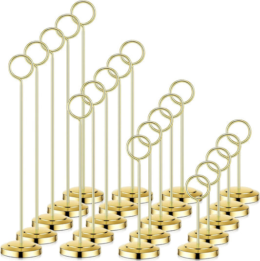 20 Pcs Table Number Holders 4/6/8/10 Inch Place Card Holder Stands Wire Photo Clips Metal Table Card Stands for Centerpieces, Photos, Food Signs, Birthdays, Weddings(Gold)