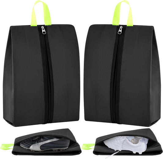 2 Pack Smell Proof Shoe Cleat Bag for Travel Water-Resistant Odor Absorbing Lightweight Golf Soccer Shoe Storage Organizer Pouch with Zipper for Gym Sports Travel Work (Black)