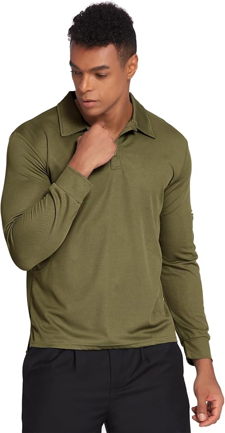 Deyeek Men's Polo Shirts Long Sleeve Golf Polo Shirts - Image 3