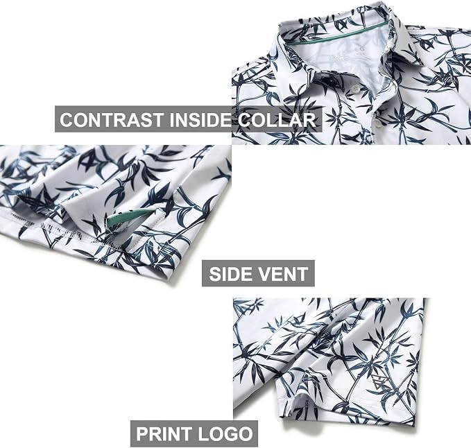Golf Shirts for Men Dry Fit Short Sleeve Print Performance Moisture Wicking - Image 4