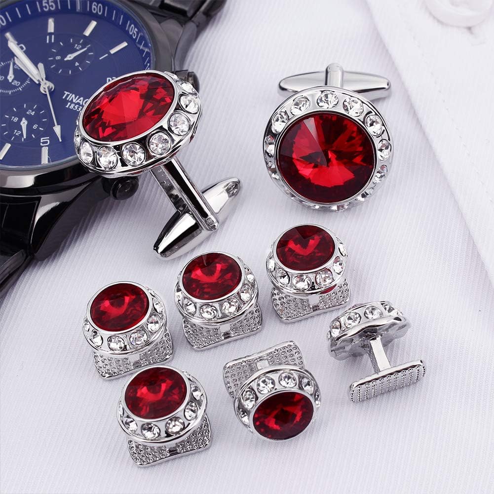 HAWSON Birthstone Tuxedo Studs and Cufflinks Set for Men's Suit Tuxedo Formal Dress Shirt Wedding Business Party Accessories