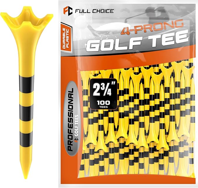 Professional Plastic Golf Tees 100 Pack, Enhanced Durability & Stability by FULLCHOICE