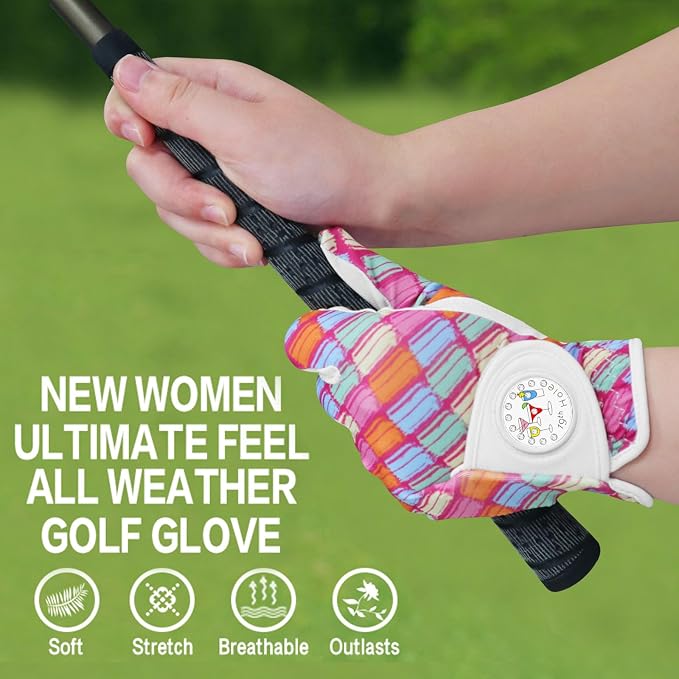 Golf Gloves Women with Ball Marker 2 Pack, Right Handed Golfer Left Hand - Image 5